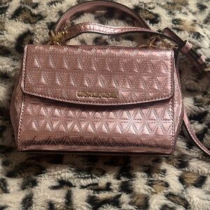 Michael Kors Metallic Rose Gold Quilted Crossbody Satchel